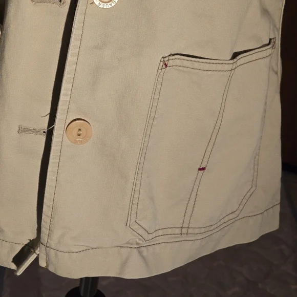 Eddie Bauer Women's M Beige Tan 100% Baumwolle (Cotton) Field Jacket Button Up - Picture 12 of 16